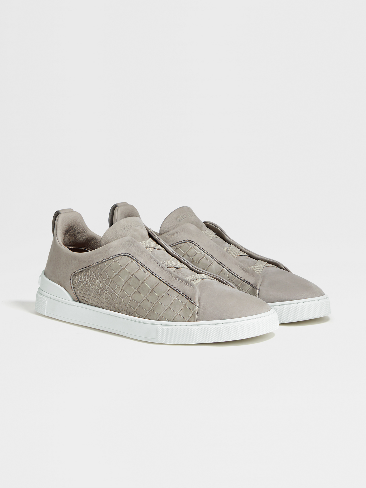 Light Grey Nubuck and Alligator Triple Stitch™ Sneaker